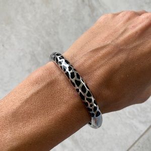 Angelique De Paris Gorgeous Sterling silver and black enamel thin cuff